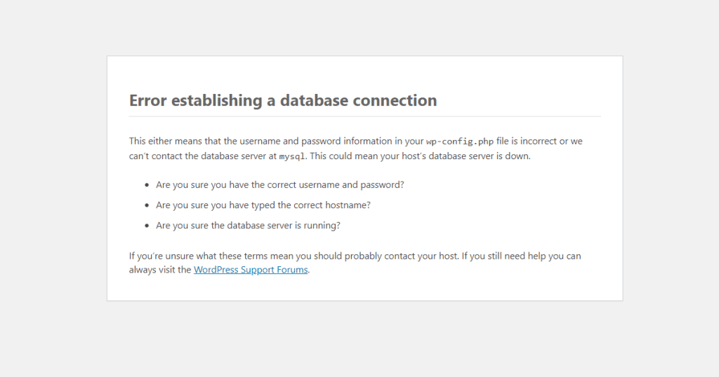 error-establishing-a-database-connection